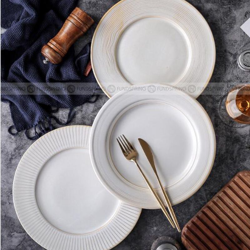 Simplism Milk White Tableware Ceramic Shallow Plate Dinner Plate