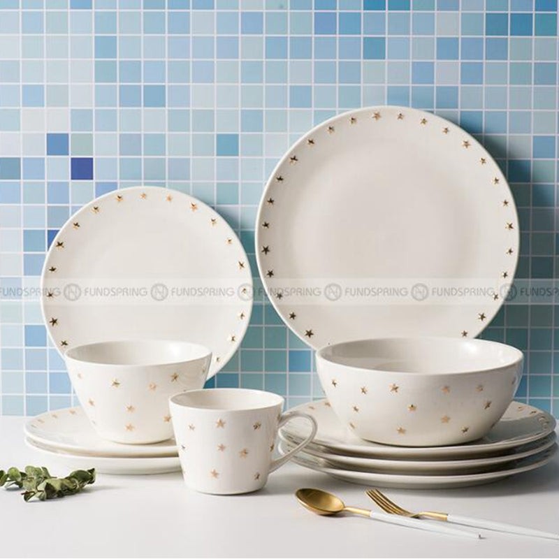 Stars Tableware Set Simplistic Ceramic White Dinnerware Combination