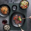 Frosted Tableware Black Ceramic Dinnerware Untensils Bowls Plates