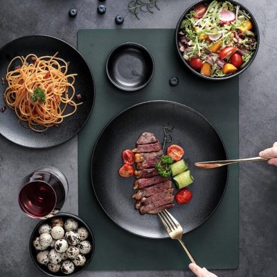 Frosted Tableware Black Ceramic Dinnerware Untensils Bowls Plates Frosted Tableware Black Ceramic Dinnerware Untensils Bowls Plates