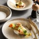 Designer Dinnerware Weiss Series Ceramic White/Golden Bowls Plates