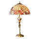 Ultra Size Solid Brass Stand Lamp Tiffany Table Lamp with Flower Decorated Shell Lamp Shade