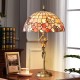 꽃 장식이 있는 셸 램프 쉐이드를 갖춘 초대형 솔리드 브라스 스탠드 램프 티파니 테이블 램프