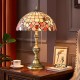 꽃 장식이 있는 셸 램프 쉐이드를 갖춘 초대형 솔리드 브라스 스탠드 램프 티파니 테이블 램프