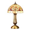 Vintage Tiffany Lamp Table Lamp for Bedroom Butterfly and Flowers Lampshade Solid Brass Vase Base