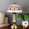 Vintage Tiffany Lamp Table Lamp for Bedroom Butterfly and Flowers Lampshade Solid Brass Vase Base