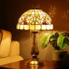 Vintage Tiffany Lamp Table Lamp for Bedroom Butterfly and Flowers Lampshade Solid Brass Vase Base