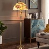 Tiffany Floor Lamp with Shell Lampshade and Solid Brass on Swan or Goddess Lampstand