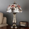 Vintage Tiffany Lamp Table Lamp for Bedroom Butterfly and Flowers Lampshade Solid Brass Vase Base