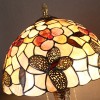 Vintage Tiffany Lamp Table Lamp for Bedroom Butterfly and Flowers Lampshade Solid Brass Vase Base