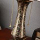 Vintage Tiffany Lamp Table Lamp for Bedroom Butterfly and Flowers Lampshade Solid Brass Vase Base