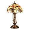 Vintage Tiffany Lamp Table Lamp for Bedroom Butterfly and Flowers Lampshade Solid Brass Vase Base