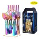 Stainless Steel Flatware 6 Sets 24 Pcs Fork, Spoon, Knife, Coffee Spoon, Set of 4 Cutlery Set With Storage Rack