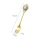 Gold Stainless Steel Small Fork For Dessert and Fruit With Ceramic Ornamented Handle