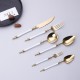 304 Stainless Steel Cutlery Set Steak Fork, Knife, Spoon, Ceramic column handle Retro Euro Design Flatware