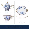 Italian Blue and White Tea Set Bone China Enamel Ceramic Flower Engraving Gold Gilded Coffee Set