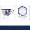 Italian Blue and White Tea Set Bone China Enamel Ceramic Flower Engraving Gold Gilded Coffee Set