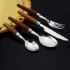 304 Stainless Steel Fork, Knife, Spoon Cutlery Set With Wooden Handle