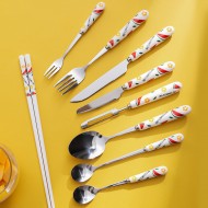 Creative Fruit Pattern Stainless Steel Fork, Knife, Spoon, Chopsticks, Steak Flatware Set Creative Fruit Pattern Stainless Steel Fork, Knife, Spoon, Chopsticks, Steak Flatware Set