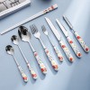 Creative Fruit Pattern Stainless Steel Fork, Knife, Spoon, Chopsticks, Steak Flatware Set