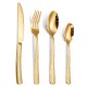High-Grade Gold and Silver Fork, Spoon, Knife Set, 430 Stainless Steel, Gold-plated Cutlery Set of 4