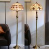 Tiffany Floor Lamp with Flower Shell Shade and Solid Brass Lamp Holder